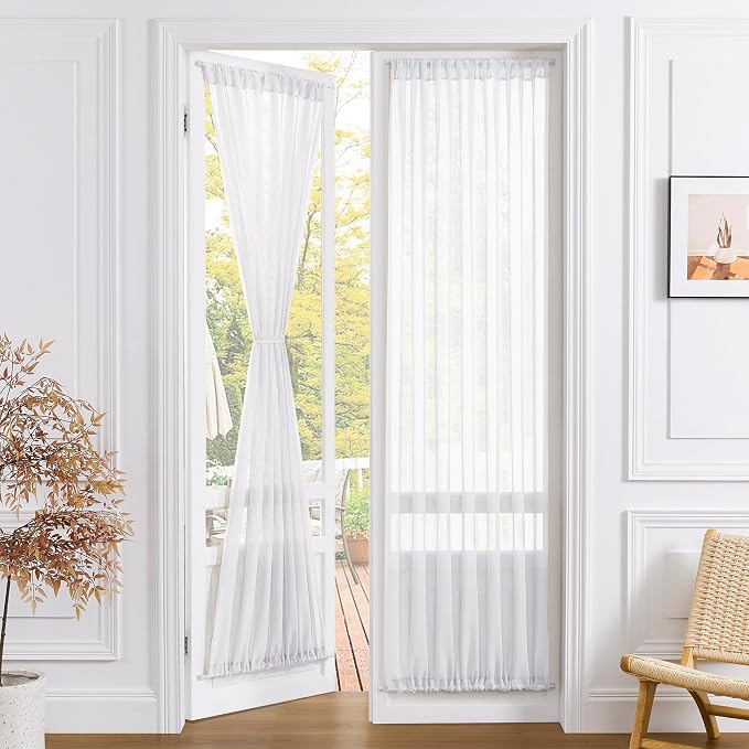 Tollpiz Sheer Door Curtains Closet Linen Textured Curtains Sheer Doorway Light by Tollpiz