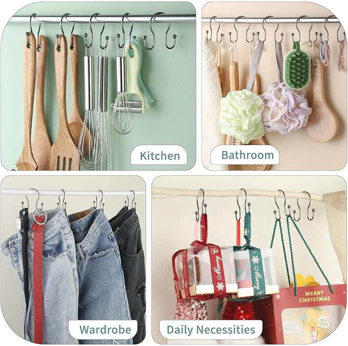 Goowin Shower Curtain Hooks, Stainless Steel Shower Curtain Hangers, Metal - Image 8