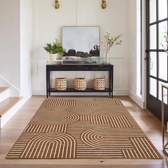 Washable Rug 3x5 Area Rugs for Living Room, Abstract Rug for Bedroom, Soft by ROYHOME