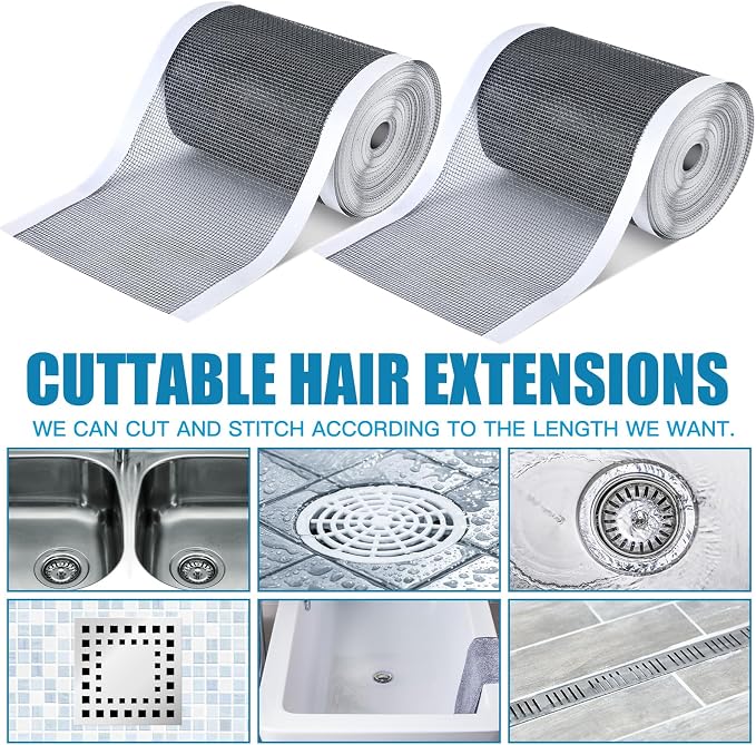 2 Pack 4 Inch x 33 ft Linear Shower Drain Hair Catcher Screen Disposable - Image 3