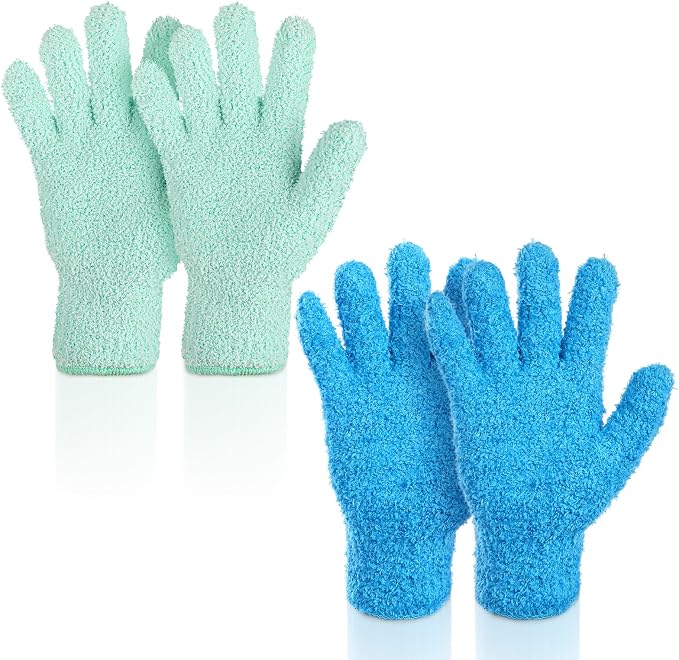 2 Pairs Microfiber Dusting Gloves, Reusable Plant Dusting Gloves Washable by Unknown