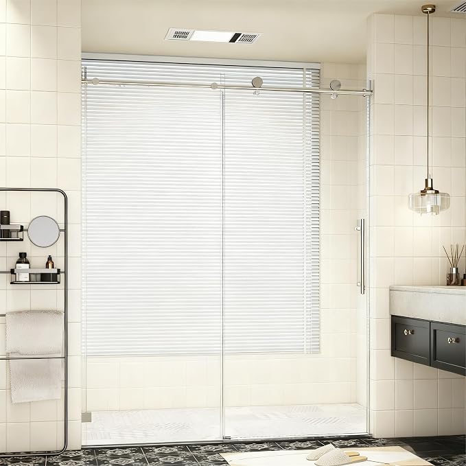 56-60" W x 74" H Frameless Shower Door, Bathroom Soft-Close Sliding Shower Doors by Unknown