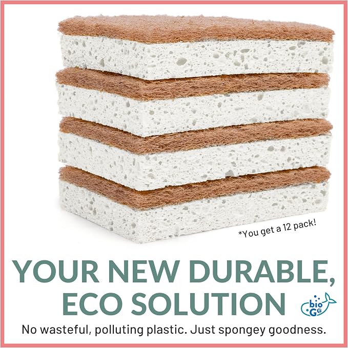 bioGo White 12 Pack Biodegradable Kitchen Sponge - Image 5