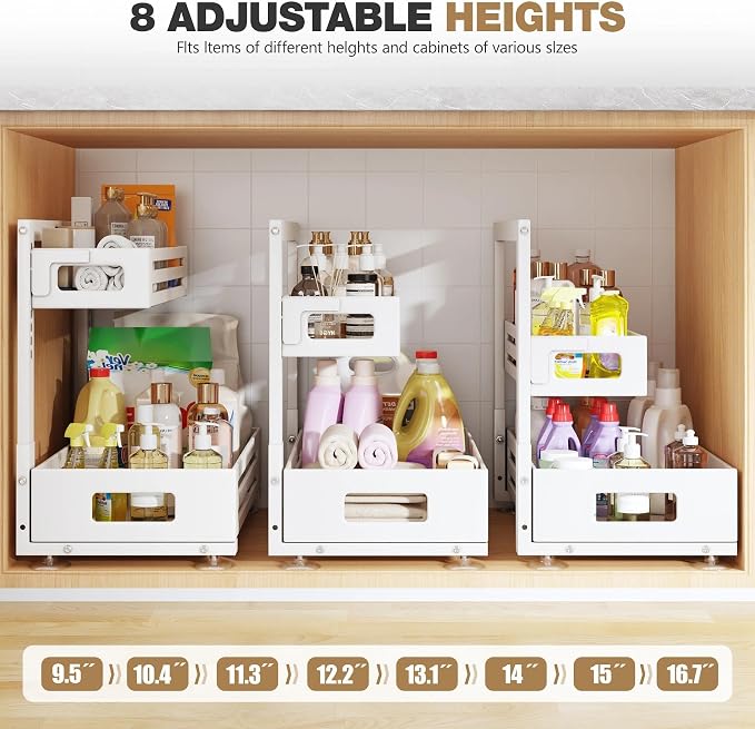 2 Pack 17IN-Depth Under Sink Organizer, Pull Out Cabinet Organizer - Image 8