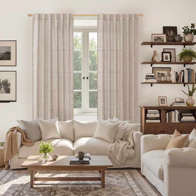 YoungsTex Natural Linen Curtains 80 Inch Length - Image 2