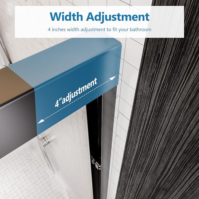 50-54" W x 70" H Semi-Frameless Double Sliding Shower Door, Bypass Shower Door - Image 8