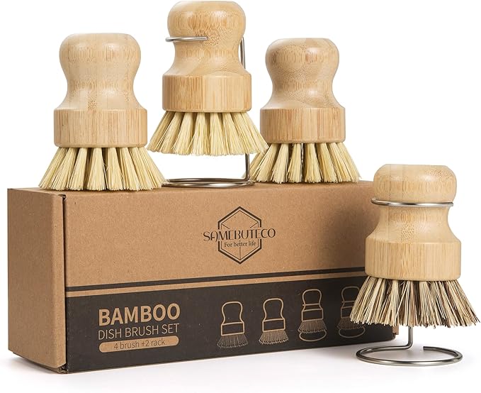 6-Piece Bamboo Dish Brush Set by HOME