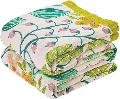 Beige Boho Throw Blanket, 100% Cotton Blankets for Couch Bed, 60"x80"Cotton Quilt Travel Muslin Blankets Farmhouse Home Decor Soft Lightweight Picnic Blanket for Summer