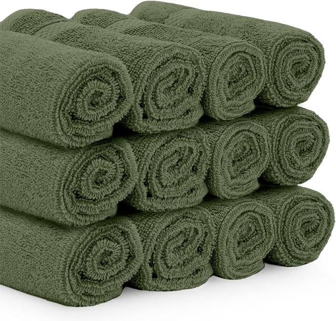 White Classic Luxury Cotton Washcloths 13x13 Inch - Image 3