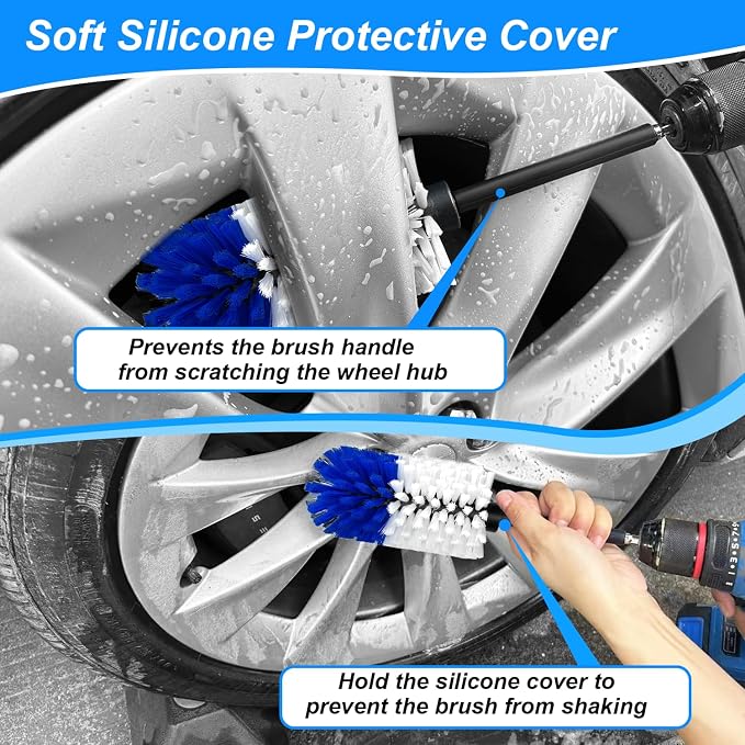 Wheel Brush Kit, Soft Drill Wheel Cleaner Brush, No Scratches Highly Dense Car - Image 5
