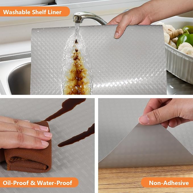 Light Gray Drawer Liners for Kitchen Cabinets Refrigerator Liners Waterproof & - Image 3