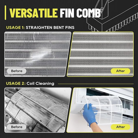 2-in-1 AC Fin Comb Straightener & AC Coil Cleaner Brush, Stiff Bristle Brush - Image 2