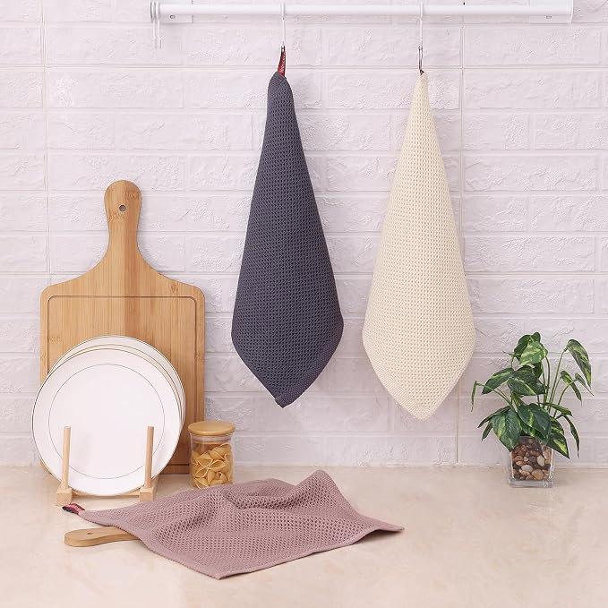 Kitinjoy 100% Cotton Kitchen Dish Cloths, 6 Pack Waffle Weave Ultra Soft - Image 6
