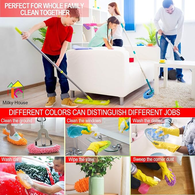 10 Pieces Microfiber Mop Slippers Shoes Cover Soft Washable Reusable Floor - Image 3
