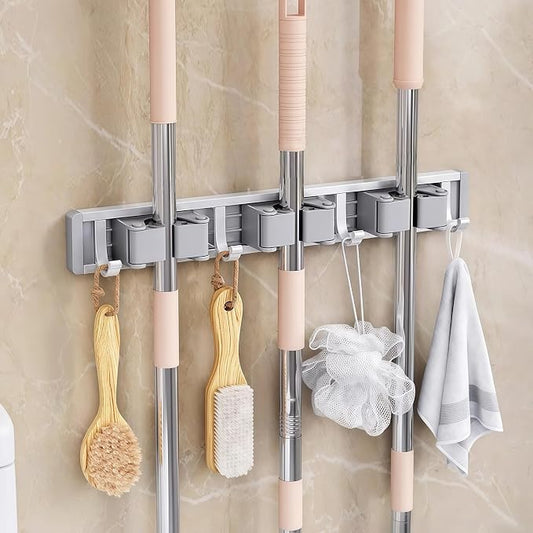 Mop and Broom Holder Wall Mount.Adjustable Tool Organizer Rack by Unknown