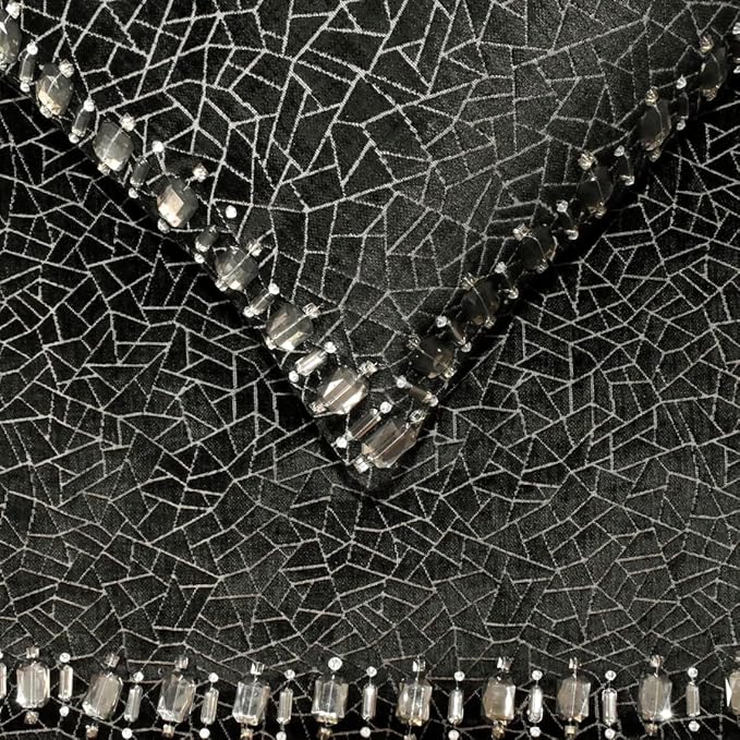 The HomeCentric King/Queen/Twin Black Decorative Full 68"x18" Bed Runner with 2 Pillow Cover, Mosaic & Crystal Bed Scarf on Velvet Fabric - Mosaic Noir