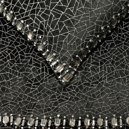 The HomeCentric King/Queen/Twin Black Decorative Full 68"x18" Bed Runner with 2 Pillow Cover, Mosaic & Crystal Bed Scarf on Velvet Fabric - Mosaic Noir