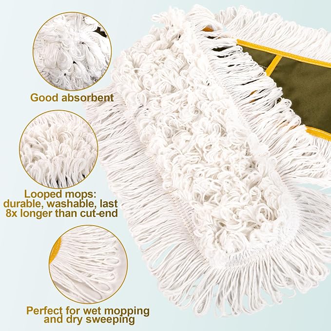 4-Pack 36'' Universal Microfiber and Cotton Mop Pads – Loop End - Image 3