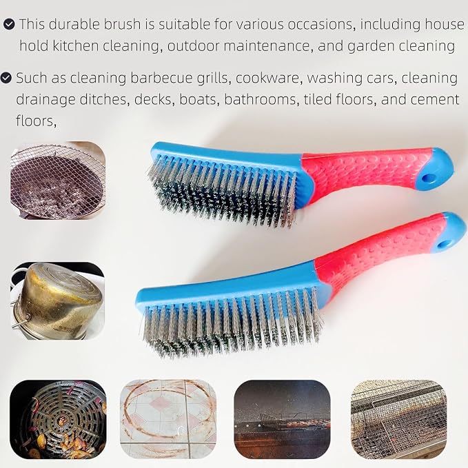 2 Pcs Bird Bath Hard Wire Brushes，Iron Out Rust Stain Remover，Bathtub Cleaning - Image 6