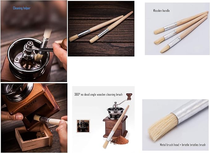 LBY 5pcs Natural Pig Bristle Espresso Maker Cleaning Brush, 195mm Household - Image 6