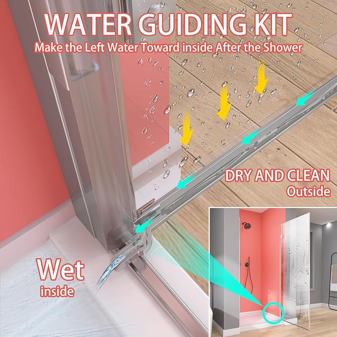 GETPRO Frameless Pivot Shower Door Hinged 30 in. W x 72 in. H Swing Single - Image 5