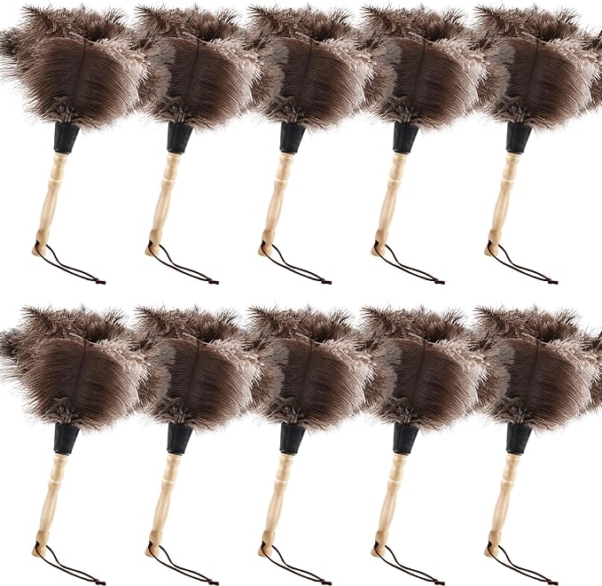 Ostrich Feather Duster 14" Natural Handheld Reusable Feathers Dusters by FeelFunFeather