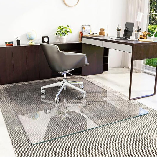 48" x 60" Glass Chair Mat, Heavy Duty Hard Tempered Glass Mat by KOONMI