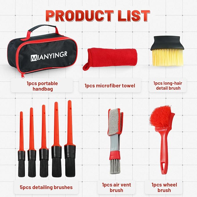 10Pcs Interior Detailing Brush Set, Car Vent & Dashboard Cleaner Kit - Image 2