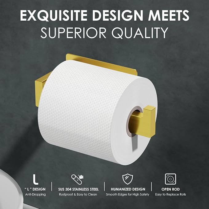 Auxmir No Drilling Self Adhesive Toilet Paper Holder, Premium Rustproof SUS304 - Image 2