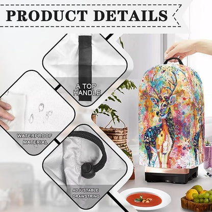Colorful Deer Blender Dust Cover with Drawstring Stand Mixer or Coffee Maker Cover Anti Fingerprint Polyester Appliance for Home Vibrant Kitchen Decor
