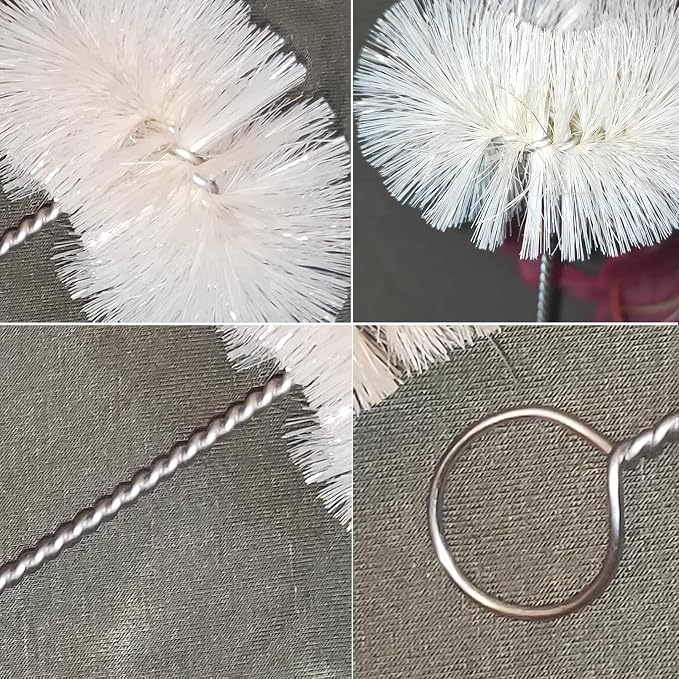 NewFerU Stainless Steel Soda Bottle Cleaning Brush in Natural Boar Bristle Wool - Image 3