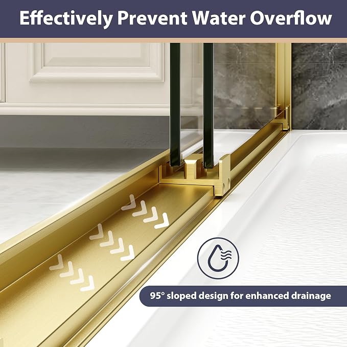 Double Sliding Shower Door, 1/4'' Clear SGCC Tempered Glass - Image 4