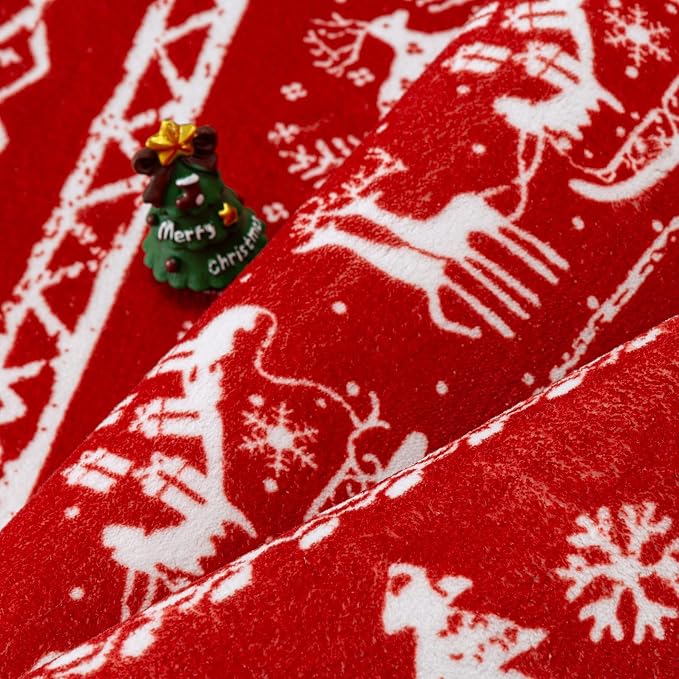 Christmas Area Rug 3x5 Red Office Washable Carpet Xmas Snowflake Holiday Decor - Image 6