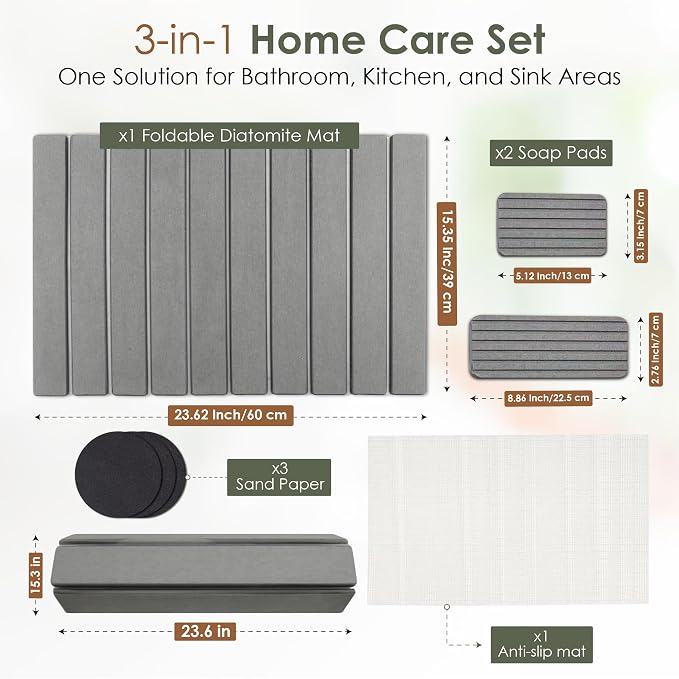 3-Pack Large Stone Kitchen Dish Drying Mat - Image 3