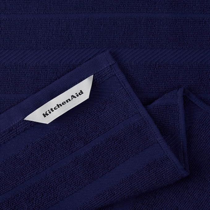KitchenAid Albany Kitchen Towel 4-Pack Set, Cobalt Blue/White - Image 3