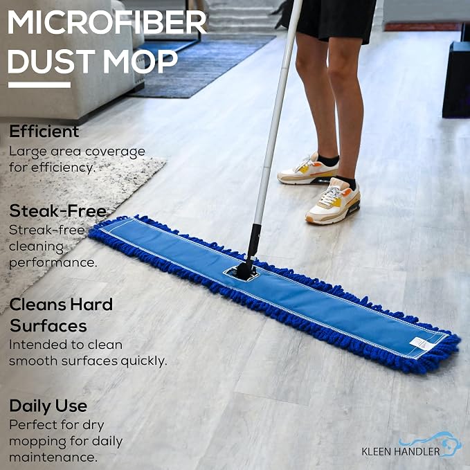 Kleen Handler 48 inch Microfiber Dust Mop | Extra Large Washable Commercial Mop - Image 5
