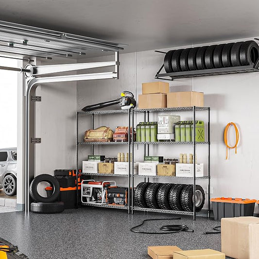 IZEUK 1400 LBS Garage Black Shelving Wide Storage Shelves 4 Tier Adjustable - Image 2