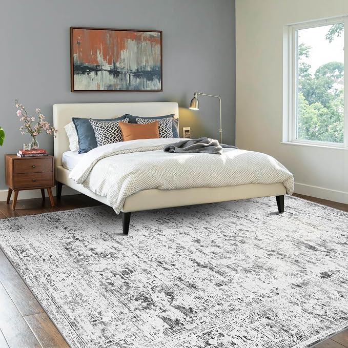 Area Rugs 6x9, Washable Rugs for Living Room, Gery Rug, Vintage Boho Indoor - Image 2