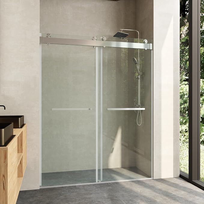 Frameless Soft Close Shower Door, 72 "H, 3/8" Clear Tempered Glass, Double - Image 2