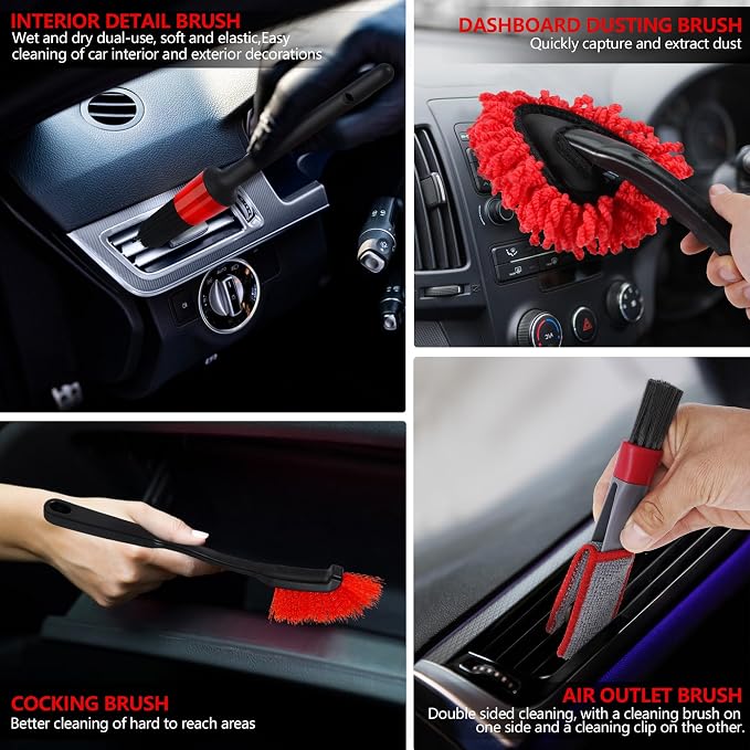 32Pcs Car Detailing Kit, Auto Detailing Brush Set and Drill Brush Attachments - Image 4