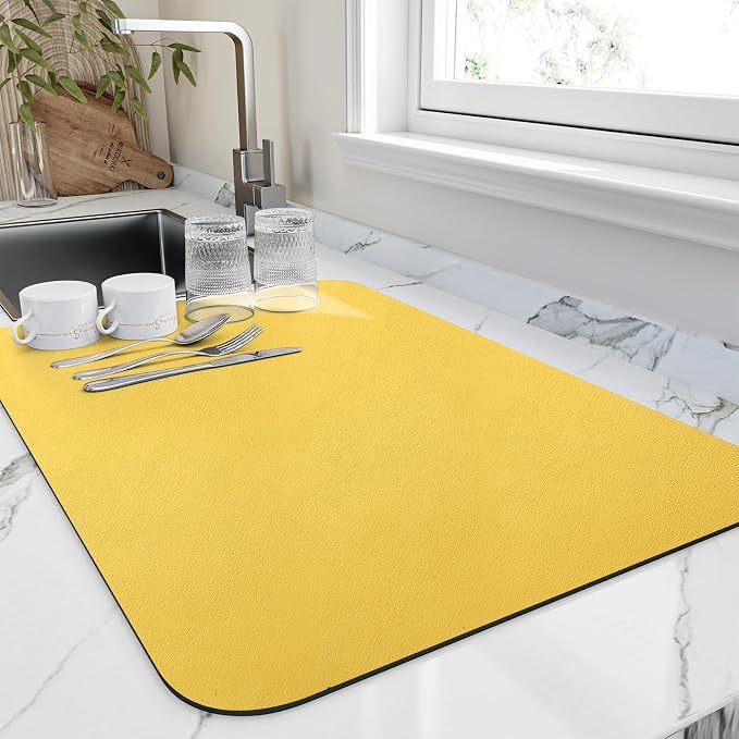 Dish Drying Mat for Kitchen Counter, Heat Resistant Drainer Mats by HotLive