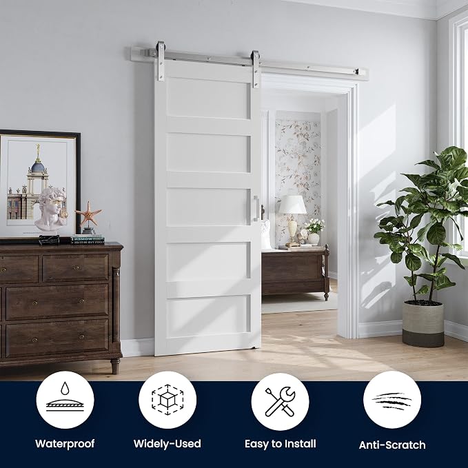 SmartStandard 32x84 inch White Barn Door - Image 2