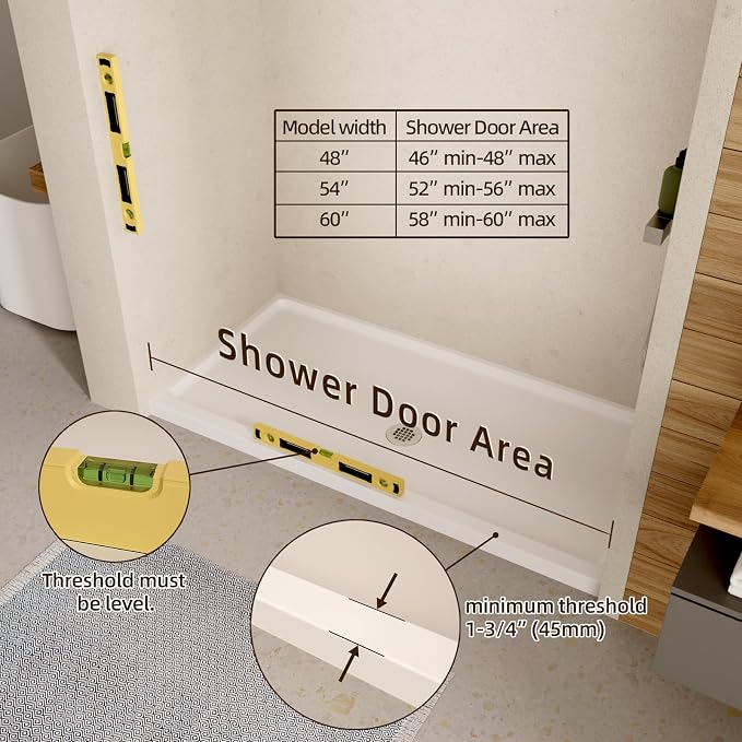 Shower Door, Royal Guard 44-48" W x 70" H Semi-Frameless Double Sliding Glass - Image 8