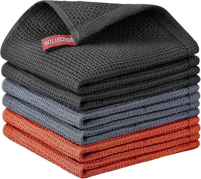 Nialnant 6 Pack Kitchen Towels, 100% Cotton Dish Cloth by Nialnant
