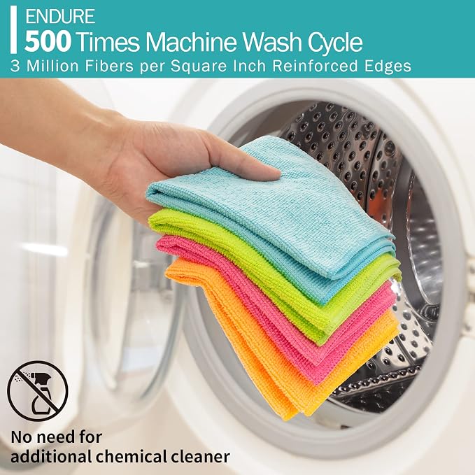 HOMERHYME Microfiber Cleaning Cloth, 20 Pack Cleaning Rags, Washable Reusable - Image 4