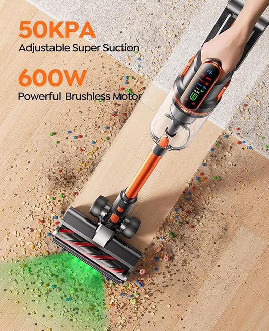 Fieety Cordless Vacuum Cleaner, 600W/50KPa/65Min Runtime Stick Vacuum - Image 2