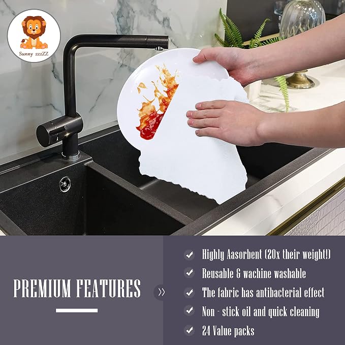 Sunny zzzZZ 24 Pack Kitchen Dishcloths - Image 7