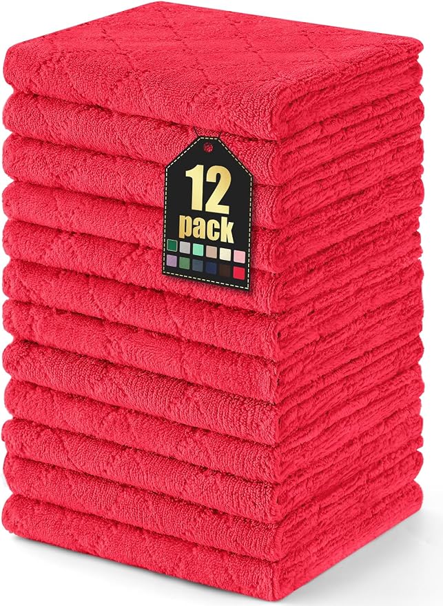 Homaxy 12 Pack Dish Towels for Kitchen, Super Soft and Absorbent Coral Velvet by Homaxy