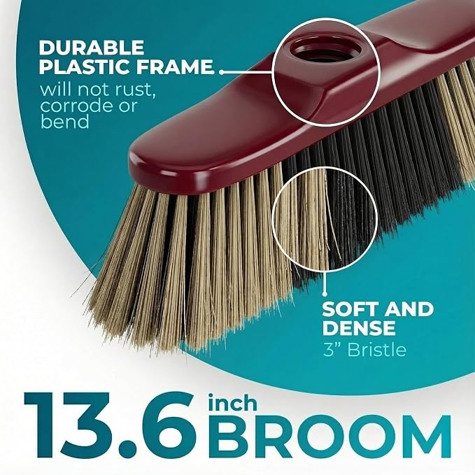 HELOMOR Indoor Broom with Dustpan Combo Set, Long Handle Floor Sweeping Broom - Image 4