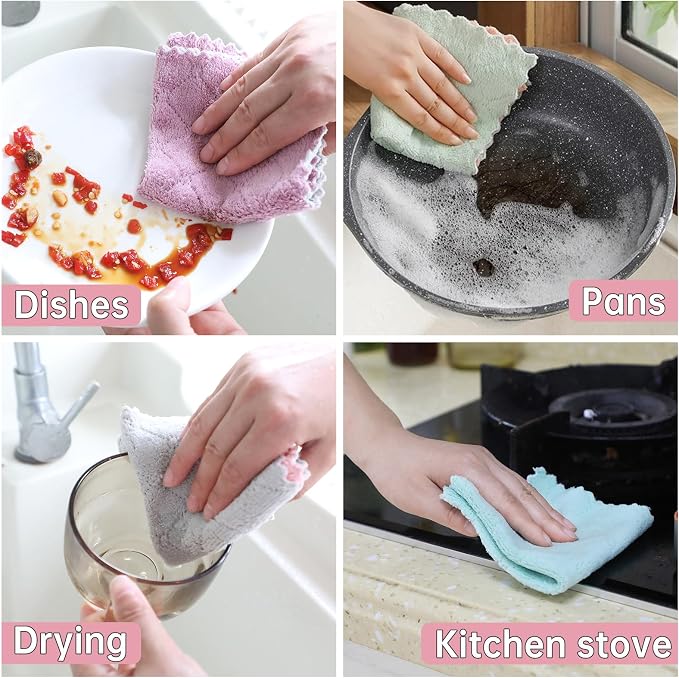 12 Pack Kitchen Cloth, Dish Towels, Microfiber Cleaning Cloths, Premium Coral - Image 7
